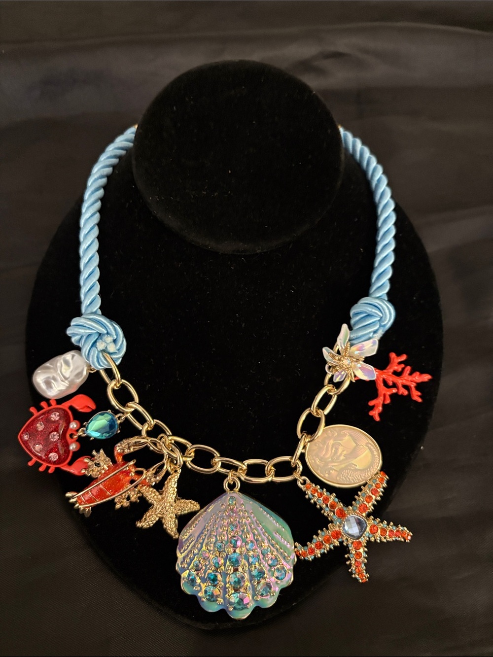 NWT Betsey Johnson Rope Sea Life Statement Necklace Starfish
